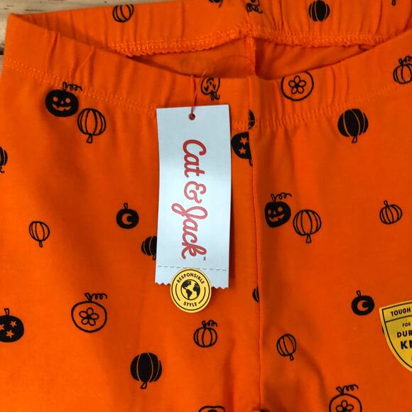 Cat & Jack NWT Girls' Orange Black Halloween Leggings Size S (6/7) - Picture 5 of 10